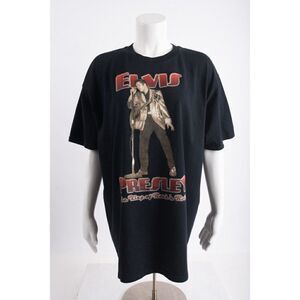 Liquid Blue Mens Elvis Presley T-Shirt Graphic Shirt XL King of Rock Roll Black